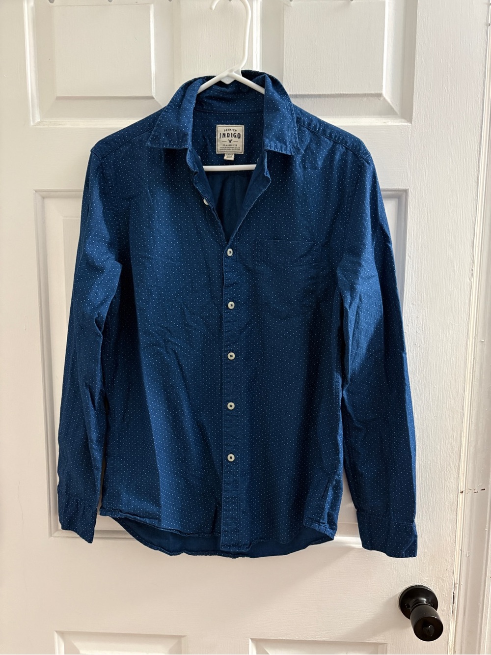 Indigo Men’s Navy Dot-Pattern Button-Down Shirt